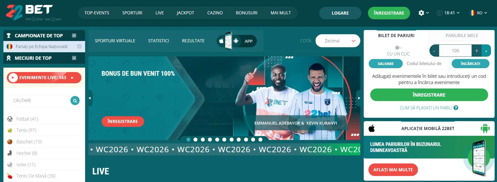 cazinouri online străine în România 22Bet